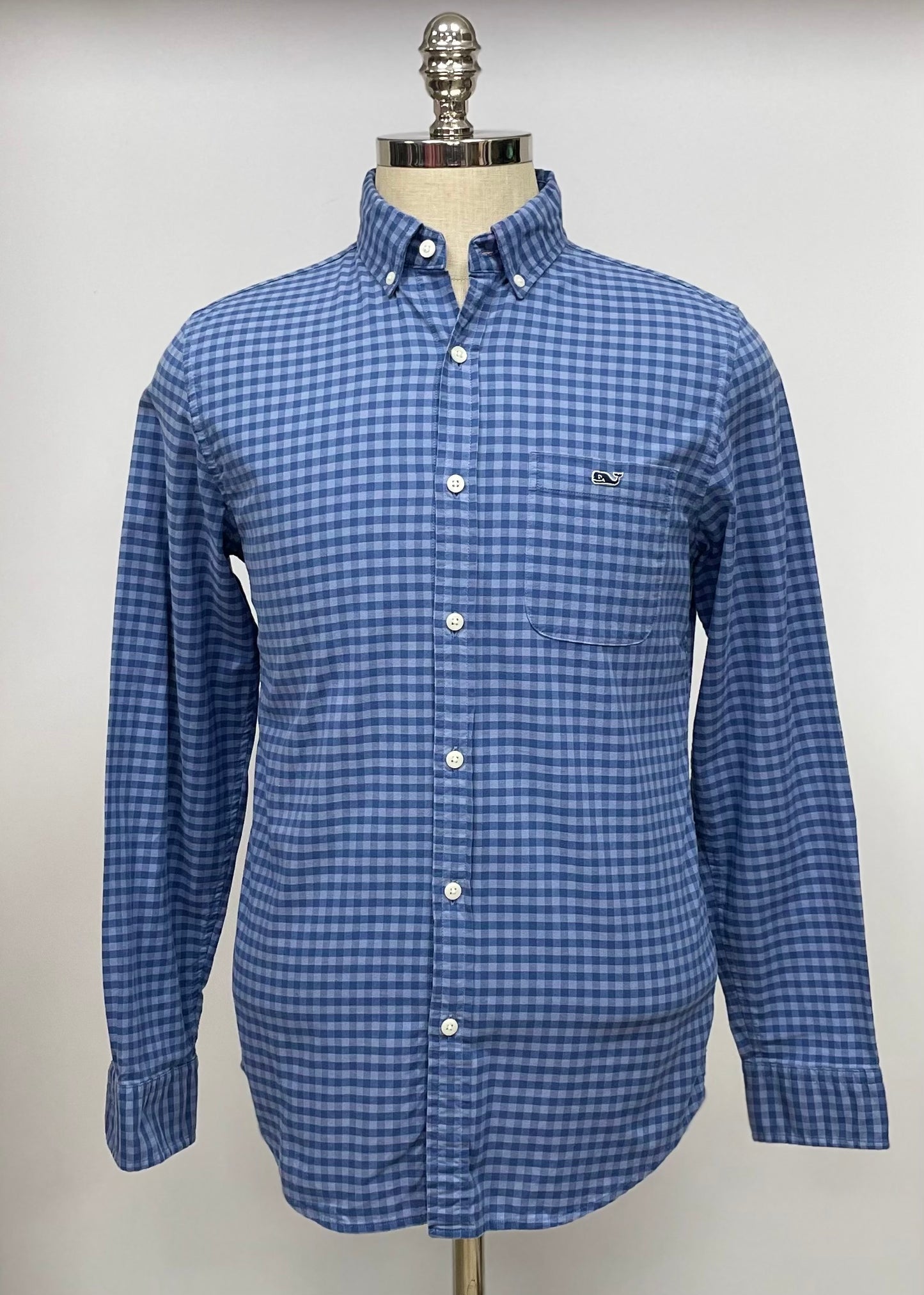 Camisa de cuadros Vineyard Vines 🐳 de cuadros gingham en color azul y gris Talla S Entalle Slim Fit