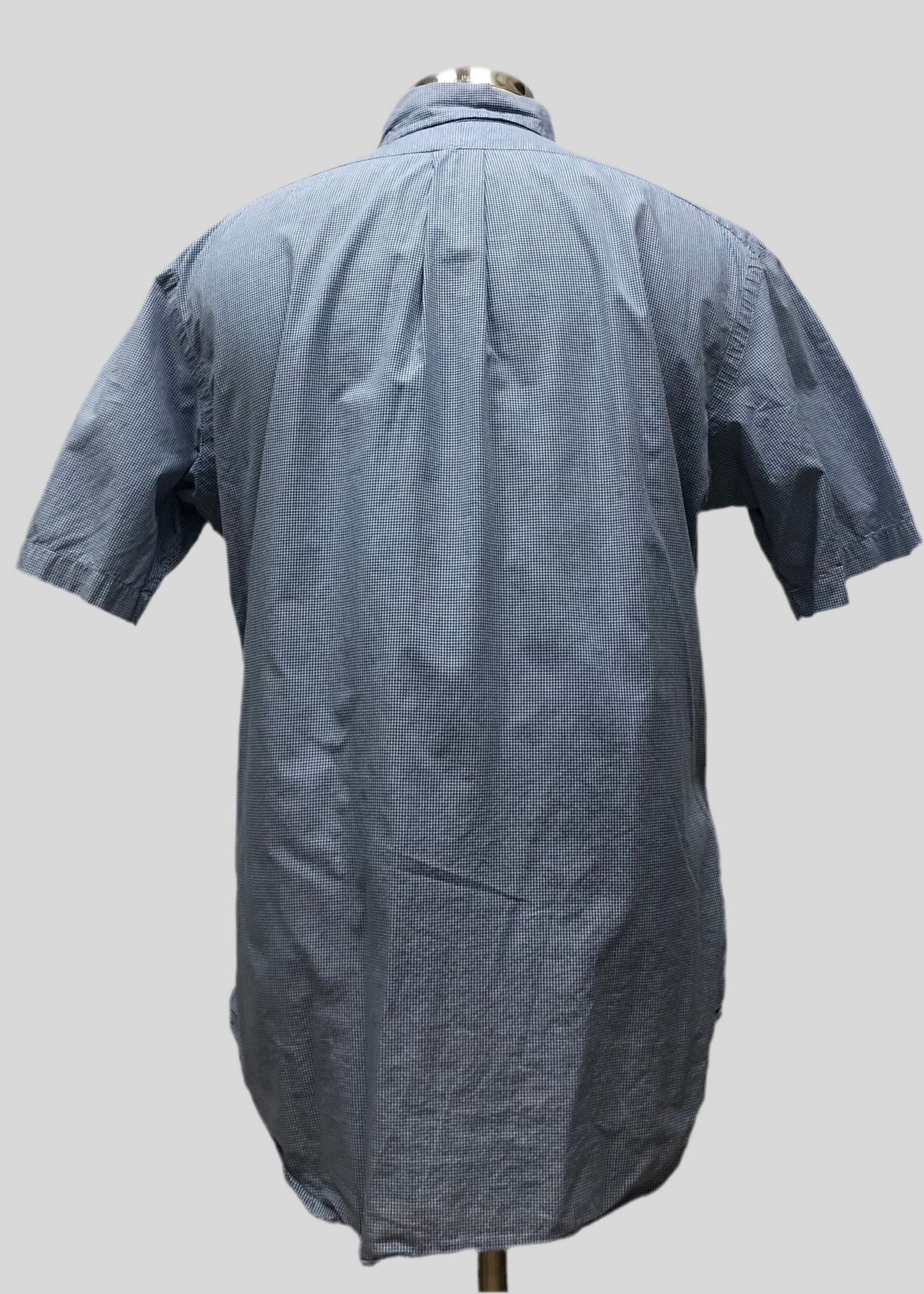Camisa Polo Ralph Lauren 🏇🏼 color blanco con patrón de cuadros finos en azul Talla M Entalle Clásico