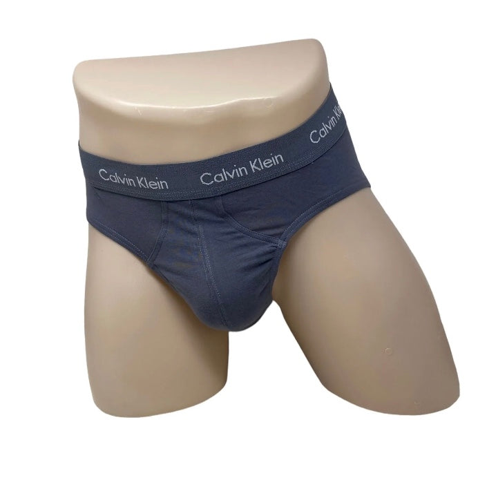 Paquete de 3 Calzoncillos a la cintura Calvin Klein - Tela algodón stretch en color beige, celeste y gris Talla XXL