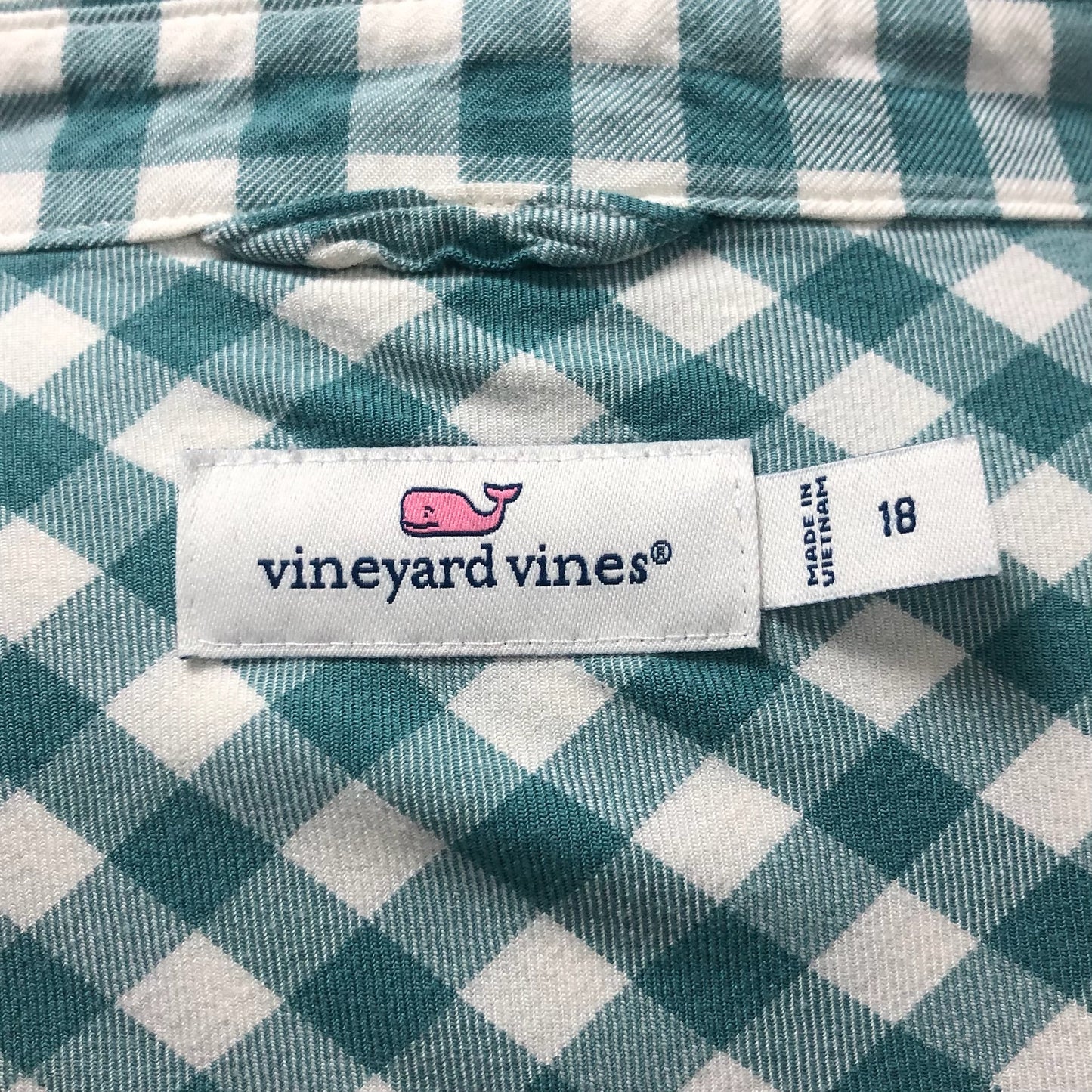 Camisa de mujer Vineyard Vines 🐳 con patrón de cuadros en rosado y blanco Talla XXL (18) Entalle Regular