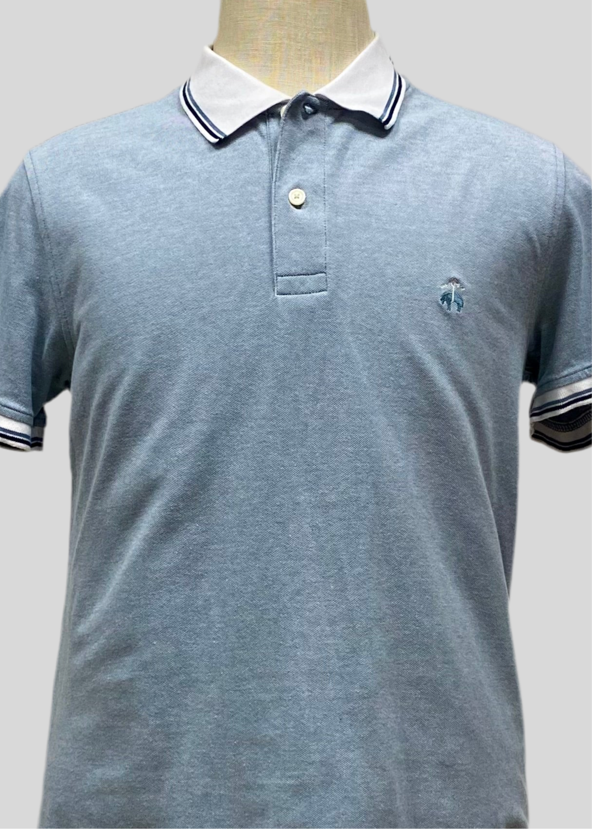 Camiseta Polo Brooks Brothers 🐑 color celeste grisáceo Talla L Slim Fit