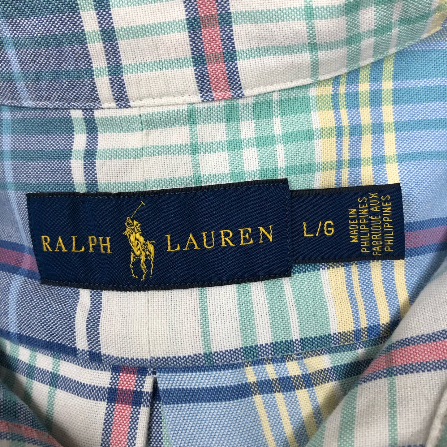 Camisa Polo Ralph Lauren 🏇🏼 Oxford de cuadros tartán en color amarillo, verde, azul y blanco Talla L Entalle Regular