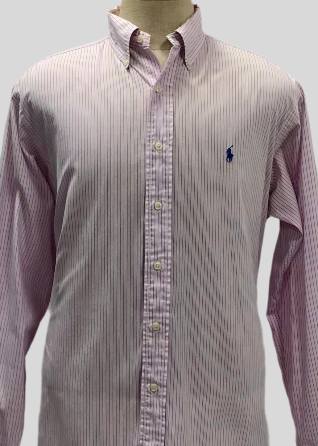 Camisa de botones Polo Ralph Lauren 🏇🏼 de rayas en color rosado claro, blanco y azul navy Talla XL Entalle Regular (ver descripción)