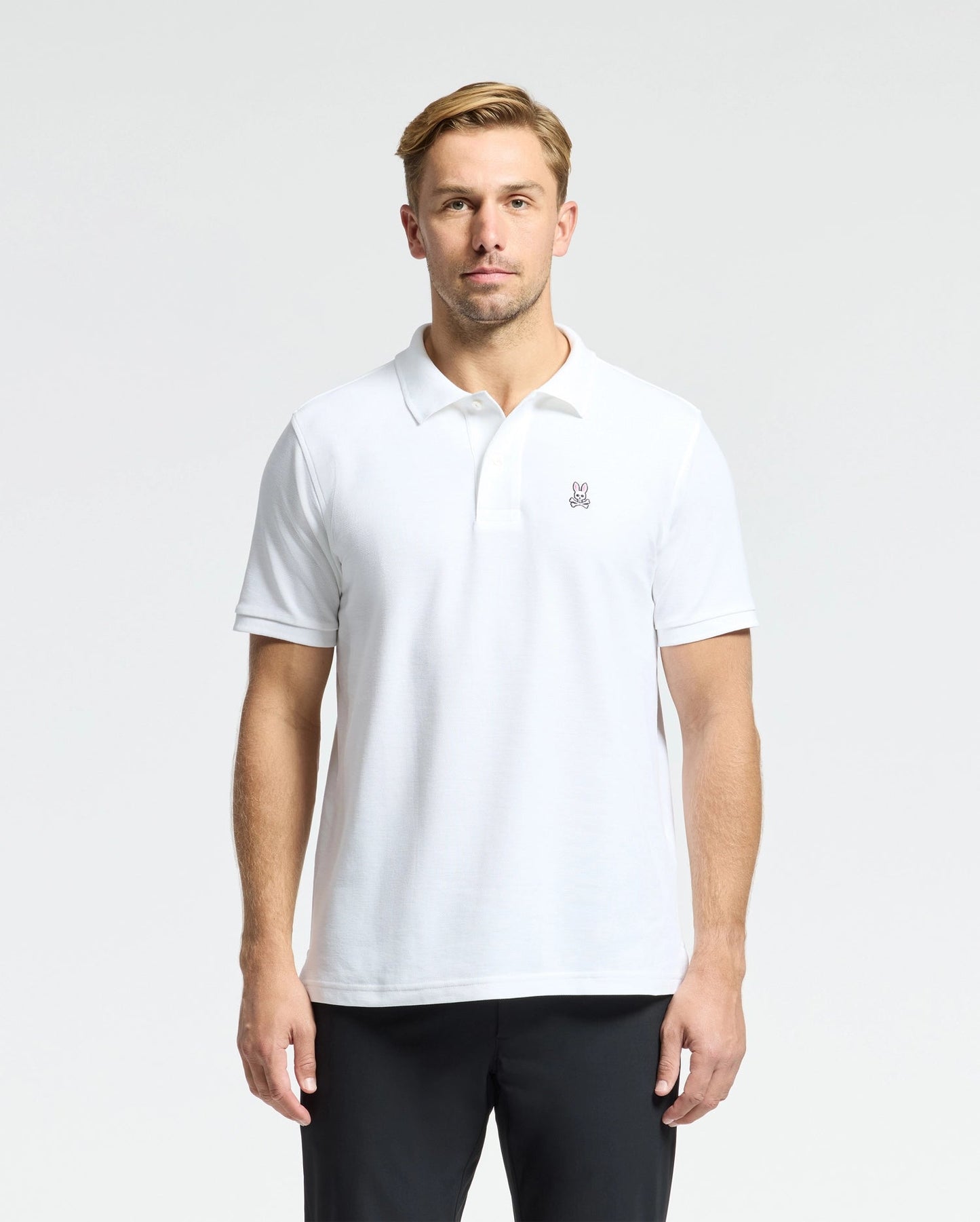 Camiseta Polo Psycho Bunny 🐰  color blanco clásico Talla 5XL Entalle Regular
