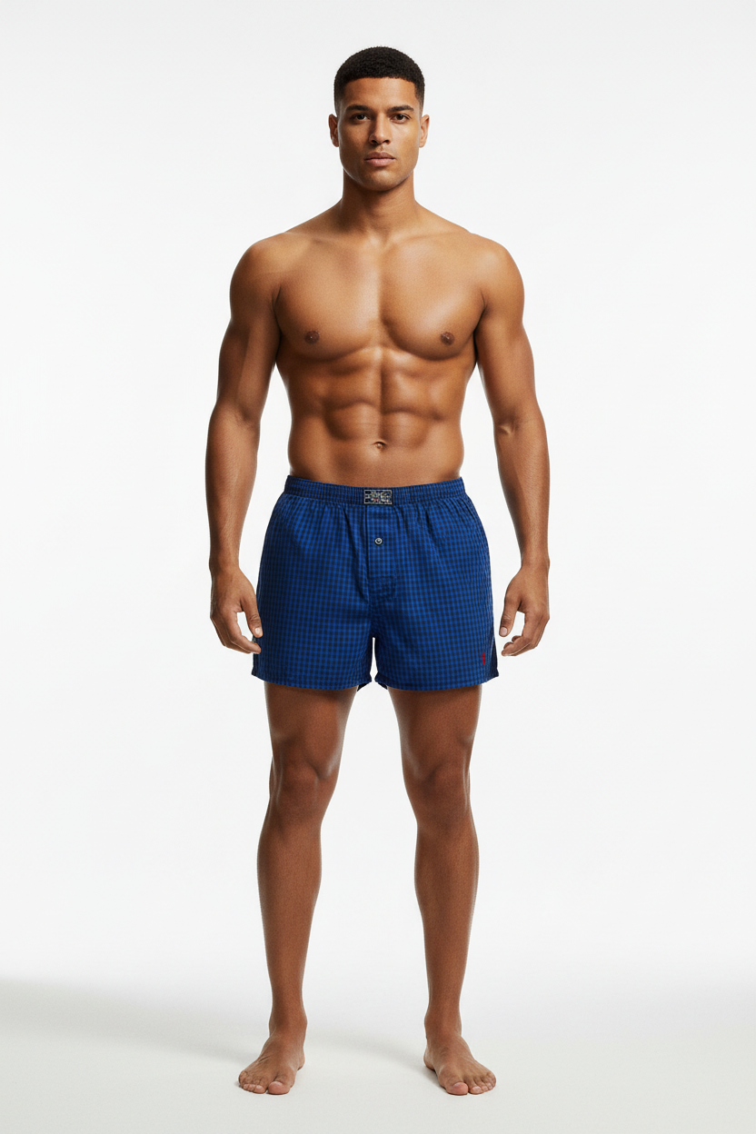 Boxer tejido Polo Ralph Lauren 🏇🏼 Tela algodón con patrón de cuadros en azul y negro Talla M