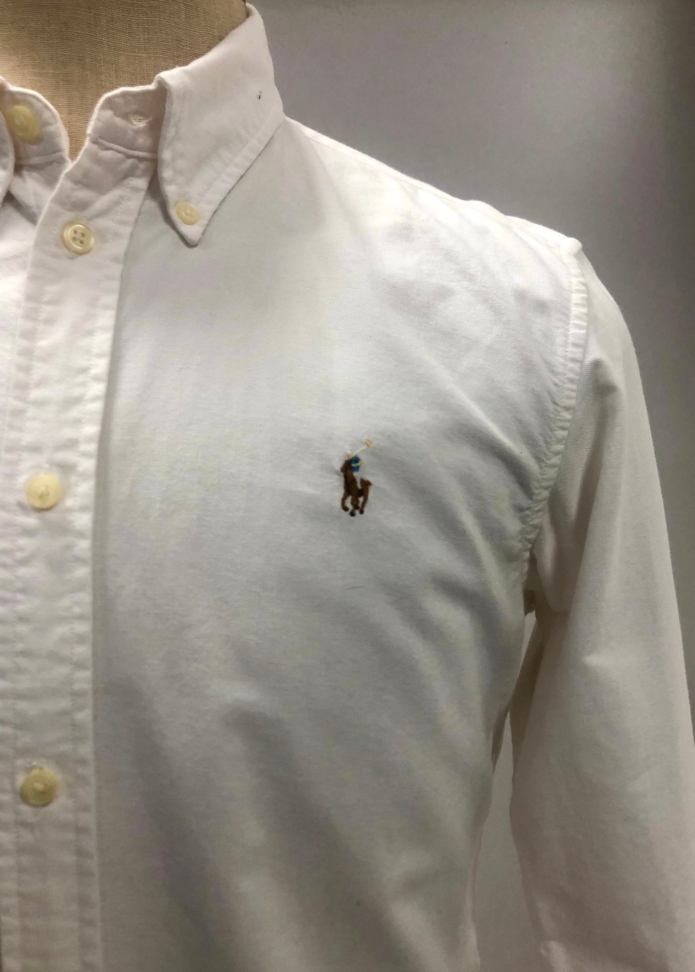 Camisa de niño Polo Ralph Lauren 🏇🏼 Oxford en color blanco Talla L Entalle Clásico