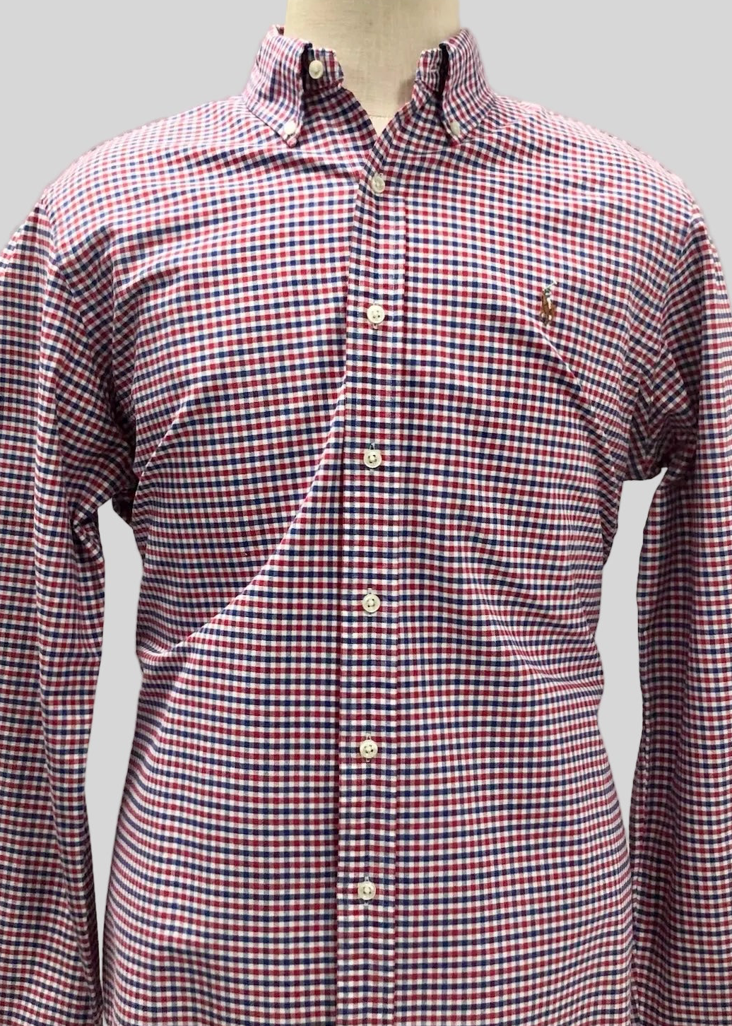 Camisa Polo Ralph Lauren 🏇🏼 Oxford de cuadros gingham rojo, azul y blanco Talla L Entalle Regular