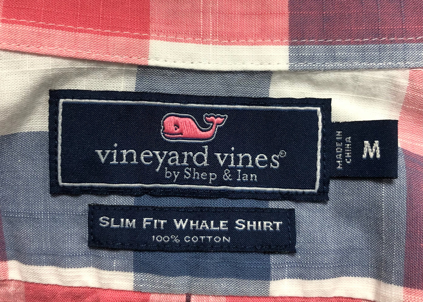 Camisa de botones Vineyard Vines 🐳 de cuadros en color rojo, azul y blanco Talla M Entalle Slim Fit