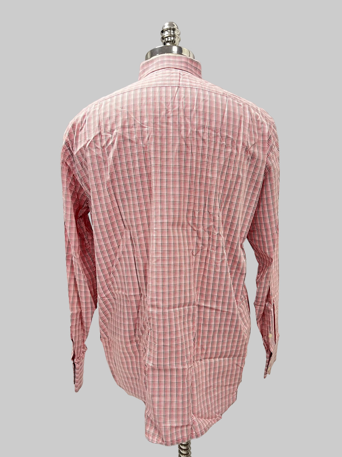 Camisa Lacoste 🐊 de cuadros finos en rosado, verde y blanco Talla L Entalle Regular