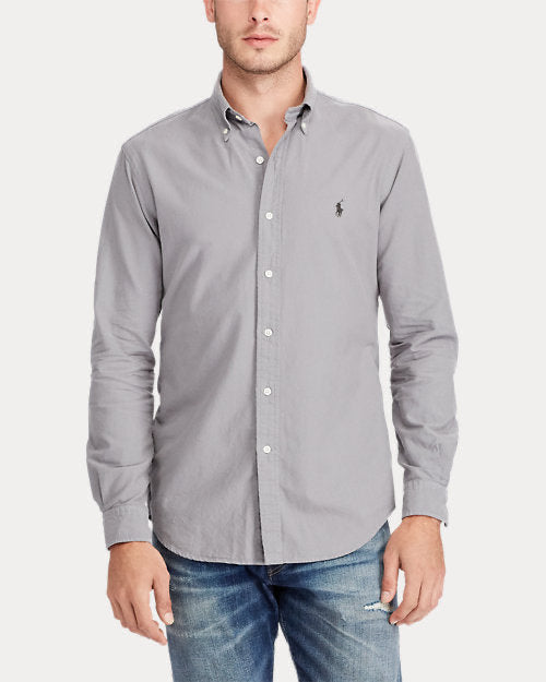 Camisa de botones Polo Ralph Lauren 🏇🏼 Oxford en color gris Talla XL Entalle Clásico