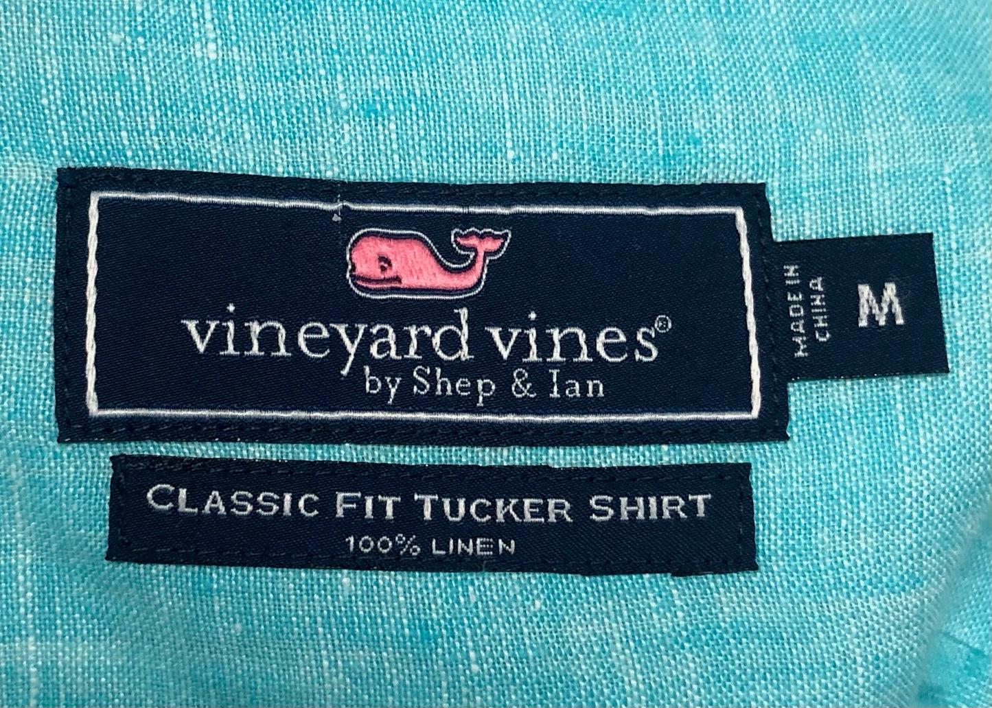 Camisa de botones Vineyard Vines 🐳 De Lino color turquesa Talla M Entalle Clásico