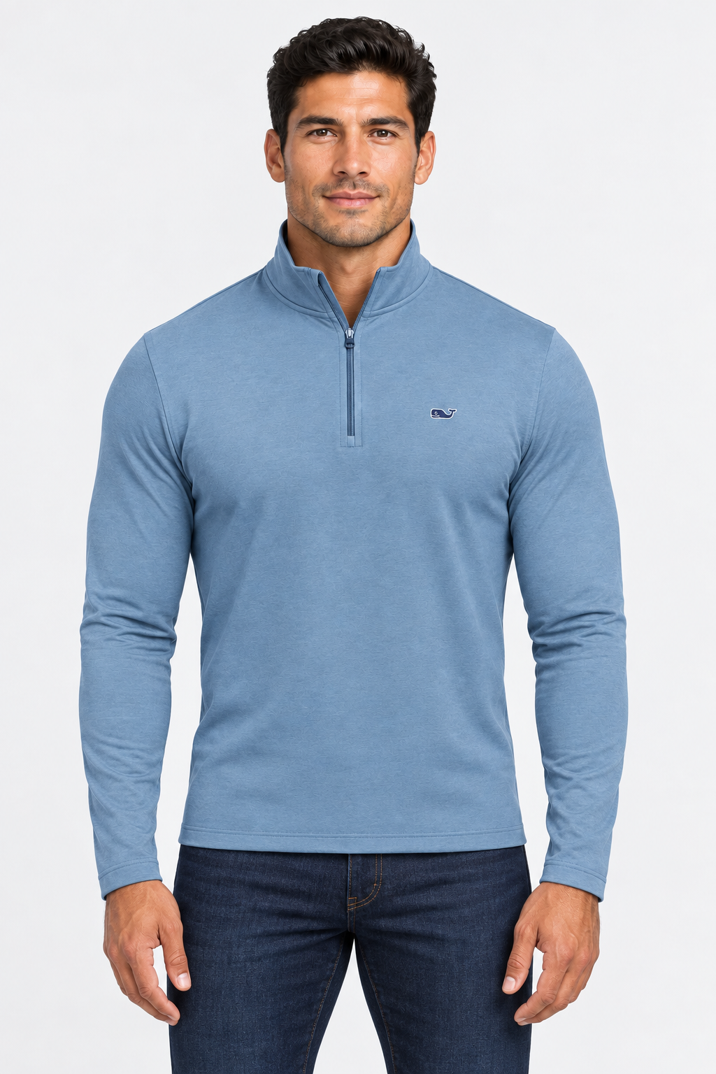 Sueter Jersey Vineyard Vines 🐳 Quarter Zip Performance color gris Talla S