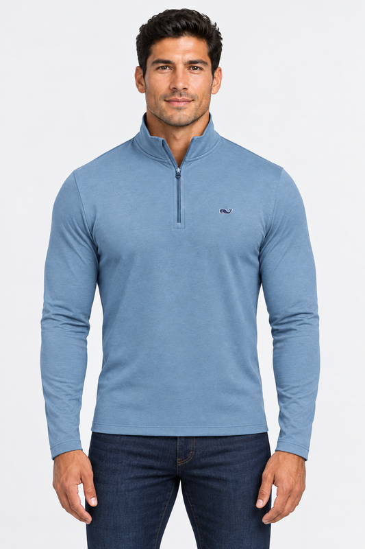 Sueter Jersey Vineyard Vines 🐳 Quarter Zip Performance color gris Talla S