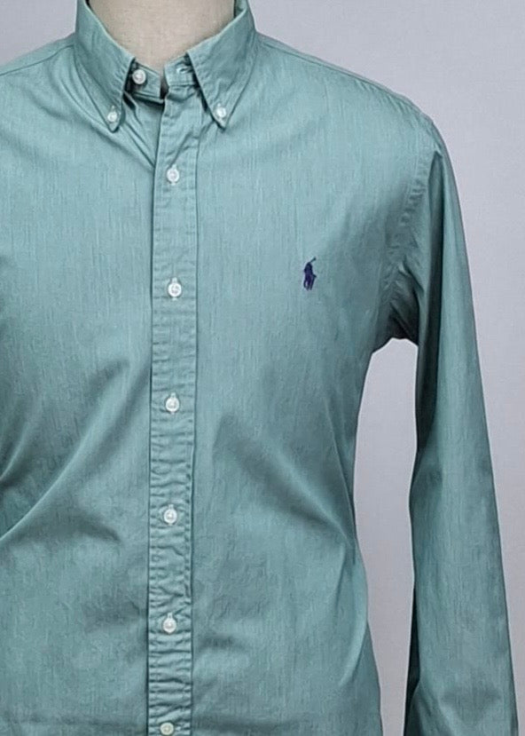 Camisa de botones Polo Ralph Lauren 🏇🏼 con rayas finas en color verde menta y blanco Talla L Entalle Regular