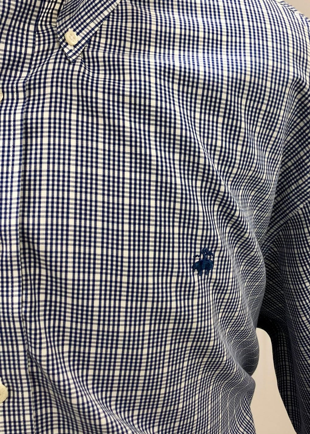 Camisa de botones Brooks Brothers 🐑 de cuadros en azul navy y blanco Talla XXL Entalle Regular