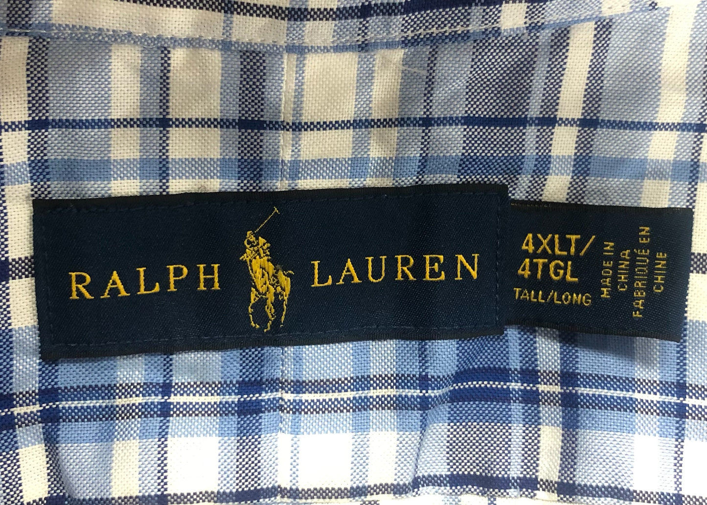 Camisa de botones Polo Ralph Lauren 🏇🏼 Color blanco de cuadros en color azul Talla 4XL Entalle Regular