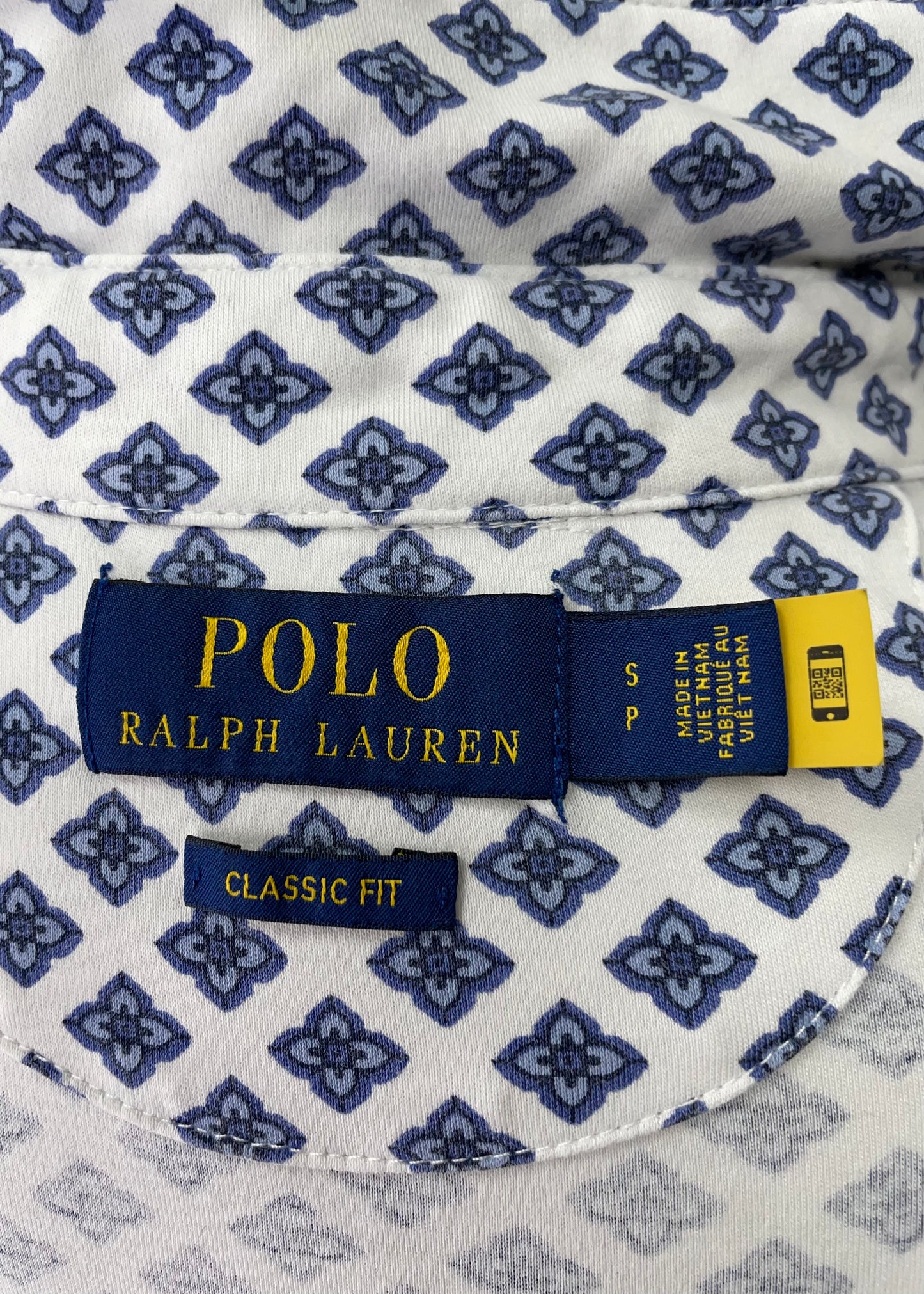 Camiseta Polo Ralph Lauren 🏇🏼 Color blanco con diseño tríptico en color azul Talla S Entalle Clásico