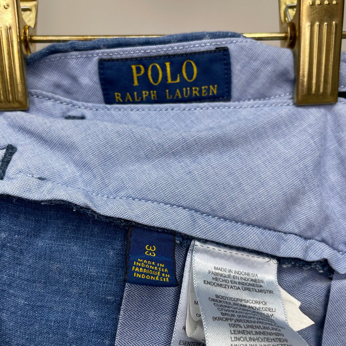 Short Casual Polo Ralph Lauren de lino color azul y puntos blancos Talla 33