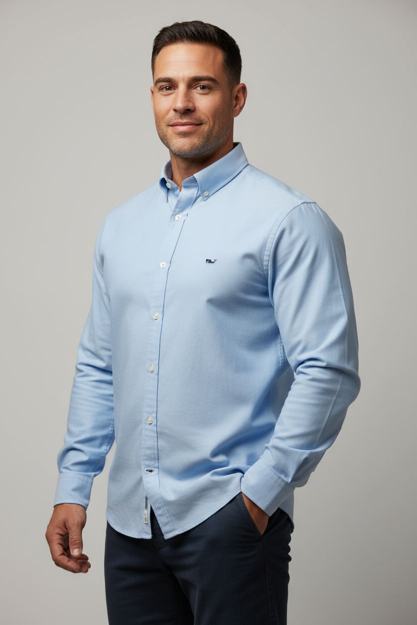 Camisa de botones Vineyard Vines 🐳 en color celeste Talla L Entalle Clásico