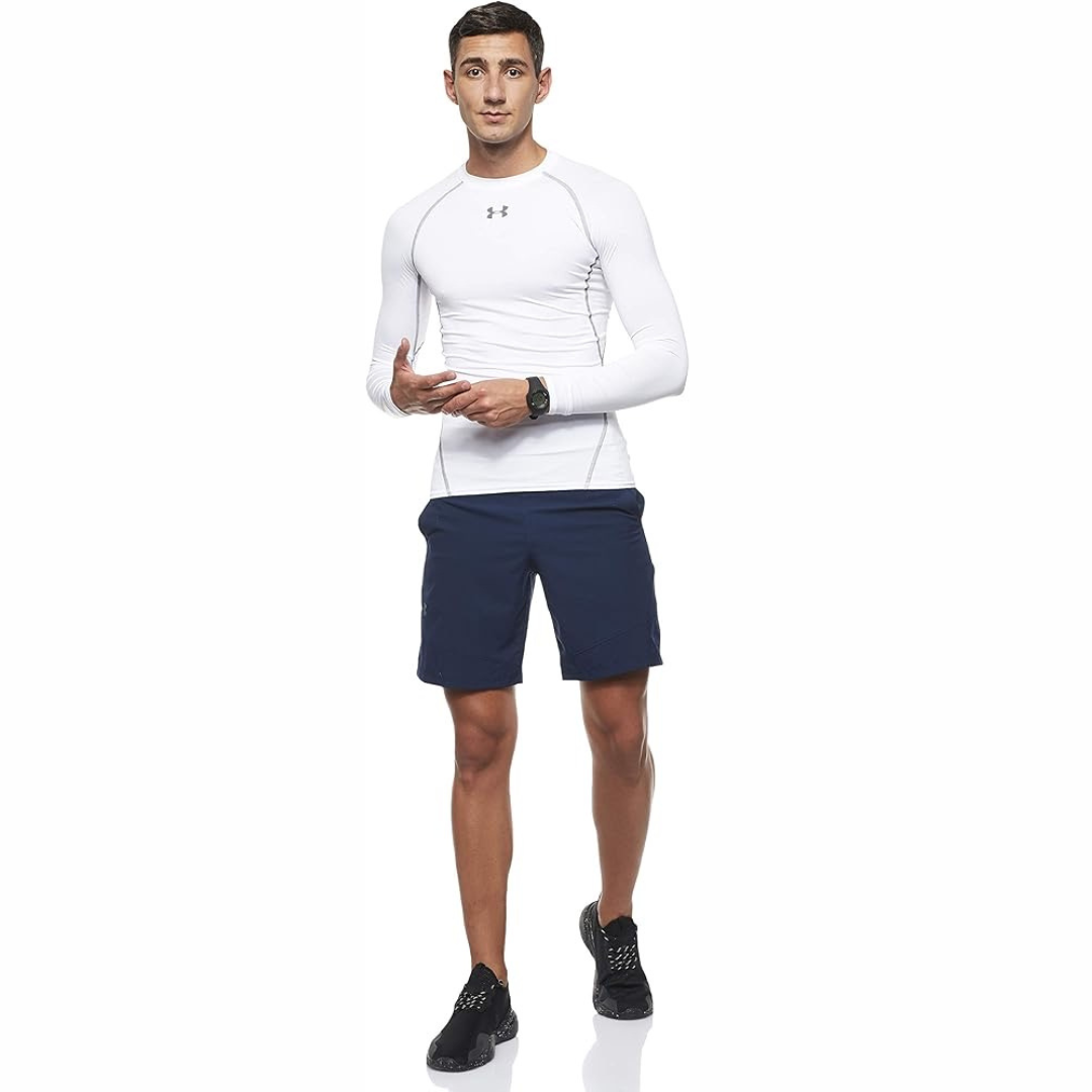 Camiseta de compresión Under Armour 🏋🏽 color blanco y logo en gris Talla Medium