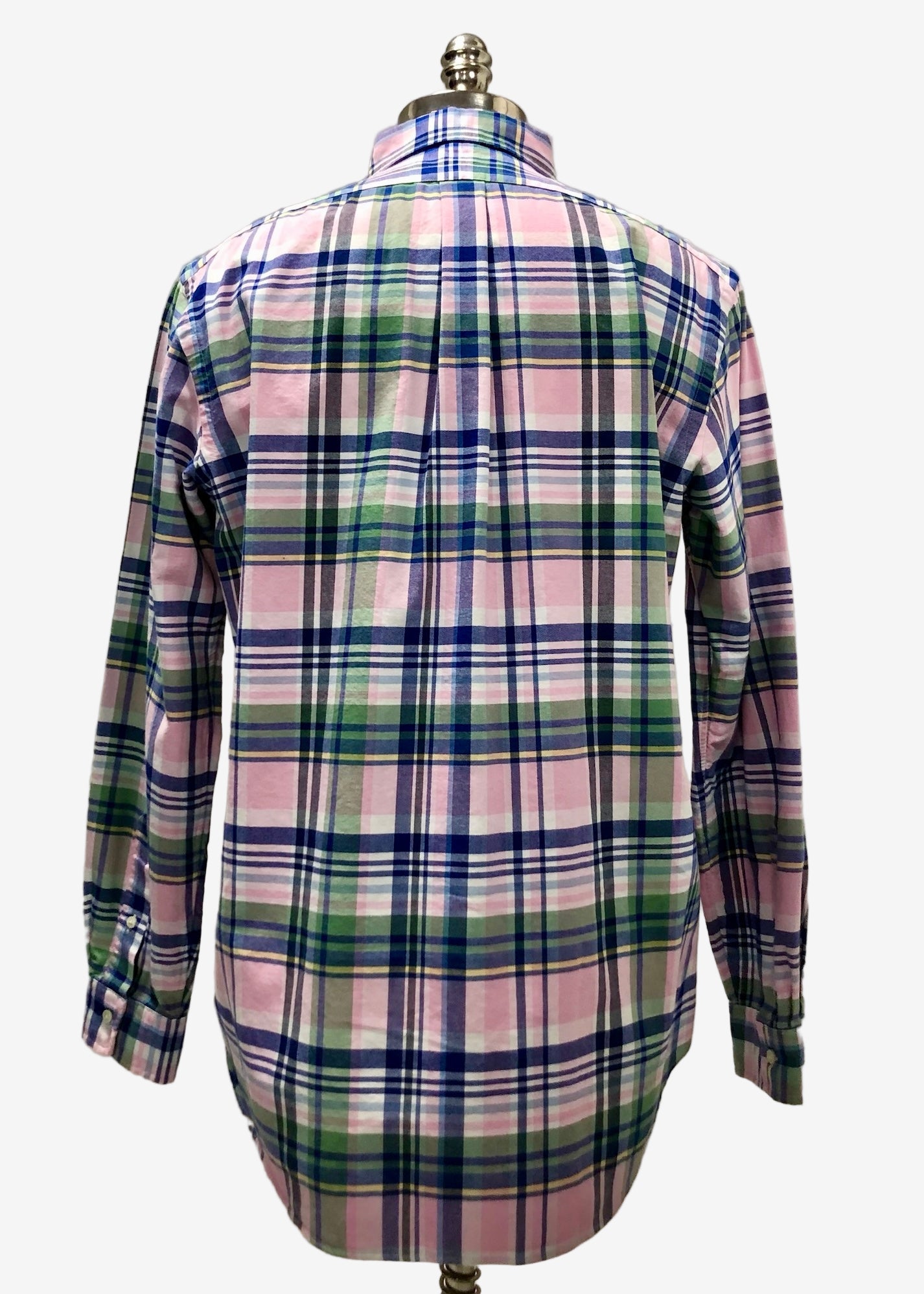 Camisa de botones Polo Ralph Lauren 🏇🏼 Oxford de cuadros tartán en color verde, rosado, azul y blanco Talla L Entalle Clásico