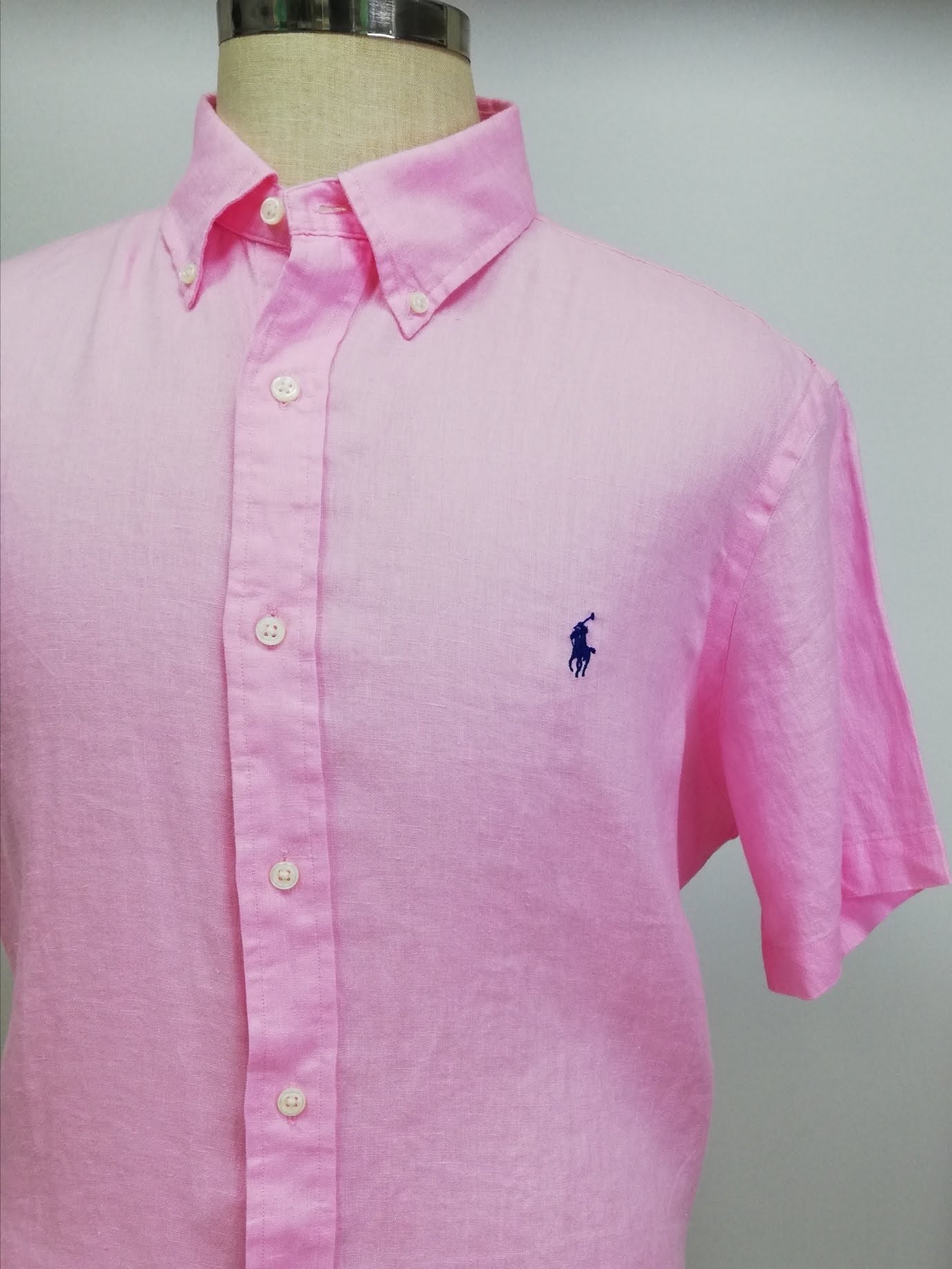 Camisa Polo Ralph Lauren 🏇🏼 de Lino en color rosado claro Talla XL Entalle Clásico