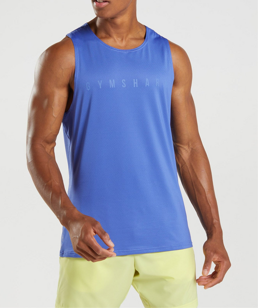 Camiseta de entrenamiento sin mangas Gymshark 🏋🏽 color azul y logo en celeste Talla S