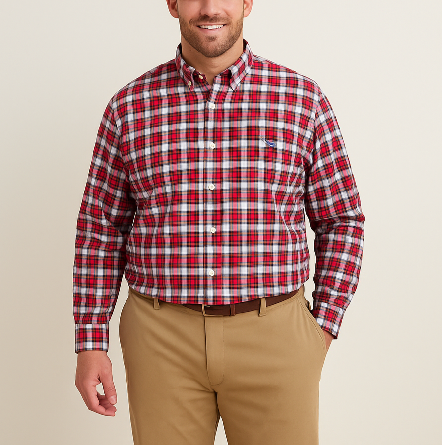 Camisa Vineyard Vines 🐳 con patron de cuadros tartán en rojo, azul y blanco Talla XXL Entalle Regular