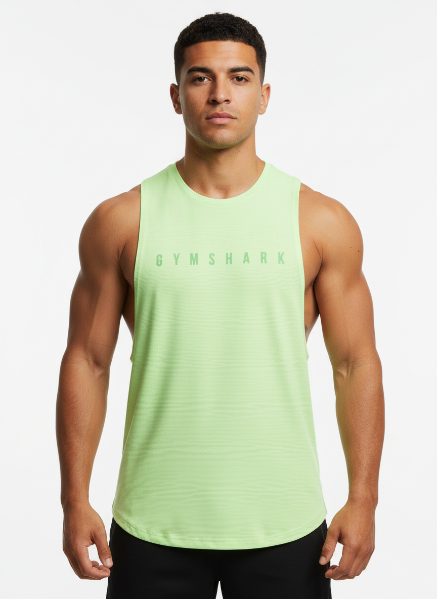 Camiseta de entrenamiento sin mangas Gymshark 🏋🏽 color verde claro y logo en verde Talla S