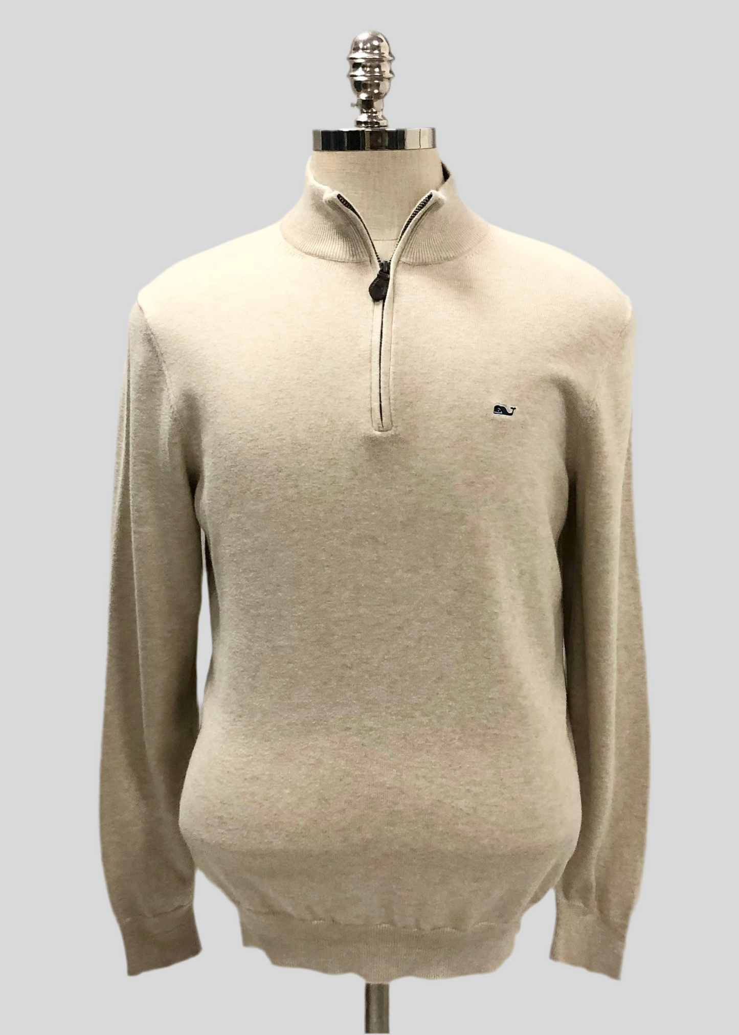 Sueter Jersey Vineyard Vines 🐳 color crema con logo azul navy Talla M