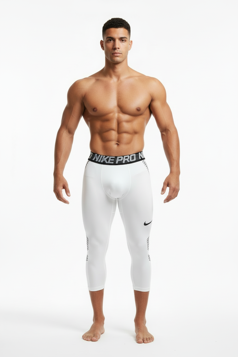 Mallas de entrenamiento licra Nike ✔️ Pro Dri-FIT 3/4 para hombre en Color blanco Talla XL