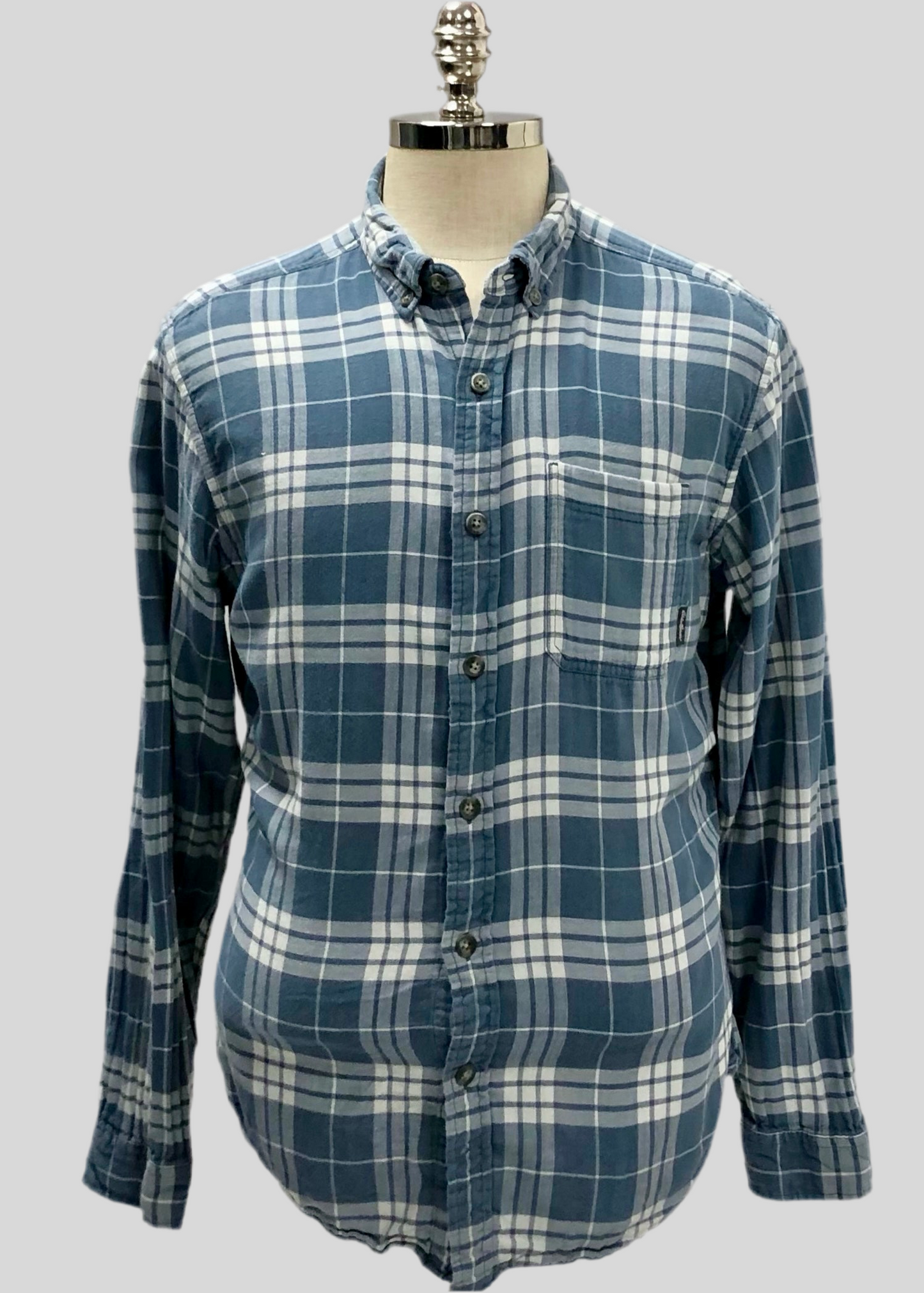 Camisa de botones Eddie Bauer 🇩🇪 de cuadros en color azul grisáceo y blanco Talla L Entalle Regular