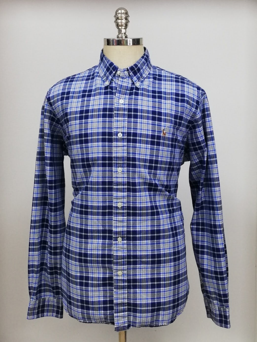Camisa Polo Ralph Lauren 🏇🏼 Oxford de cuadros en color azul navy, azul y blanco Talla XL Entalle Clásico