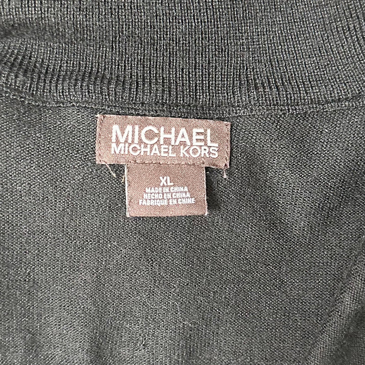 Sueter Jersey Michael Kors color negro con franjas en color gris oscuro Talla XL Tela algodón