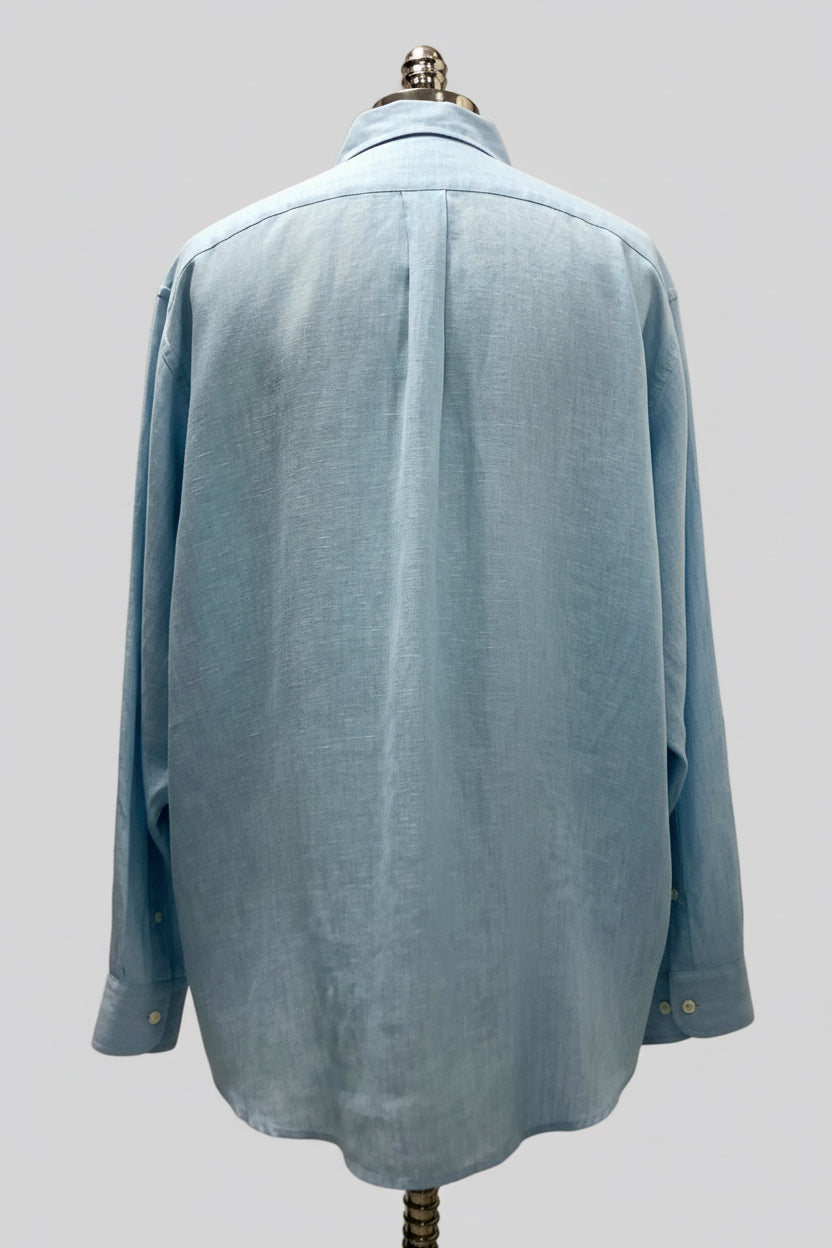 Camisa Brooks Brothers 🐑 De lino color celeste Talla XXL Entalle Regular