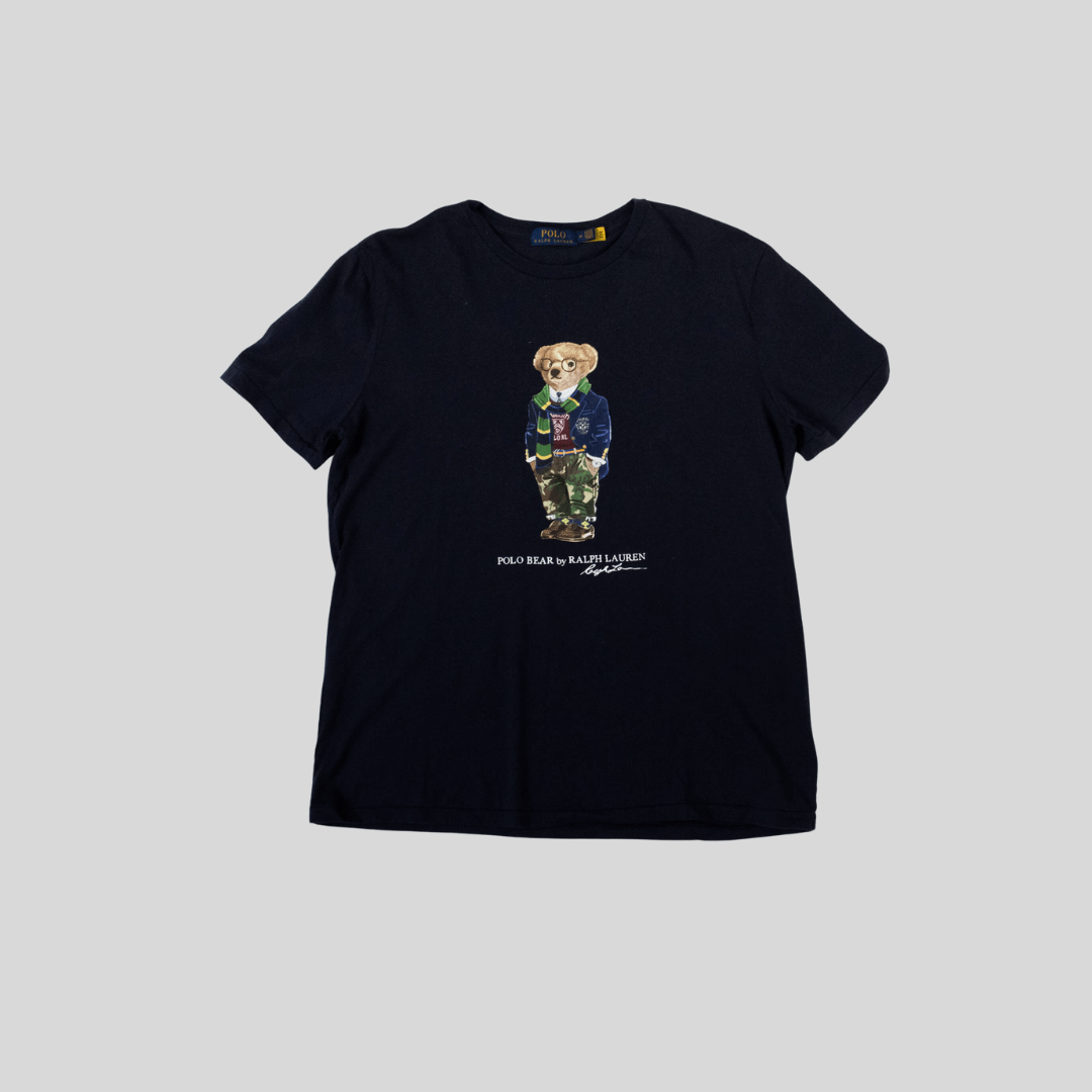 Camiseta cuello redondo Polo Ralph Lauren 🏇🏼 Color azul navy con diseño de polo bear Talla XL Entalle Clásico