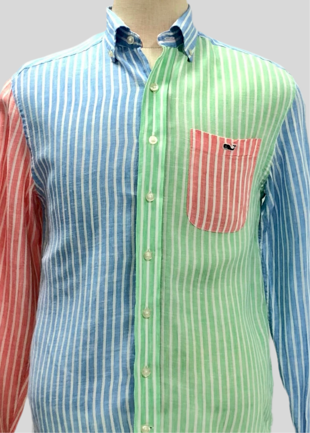 Camisa de botones Vineyard Vines 🐳 De Lino con patrón de rayas multicolor Talla S Entalle Clásico
