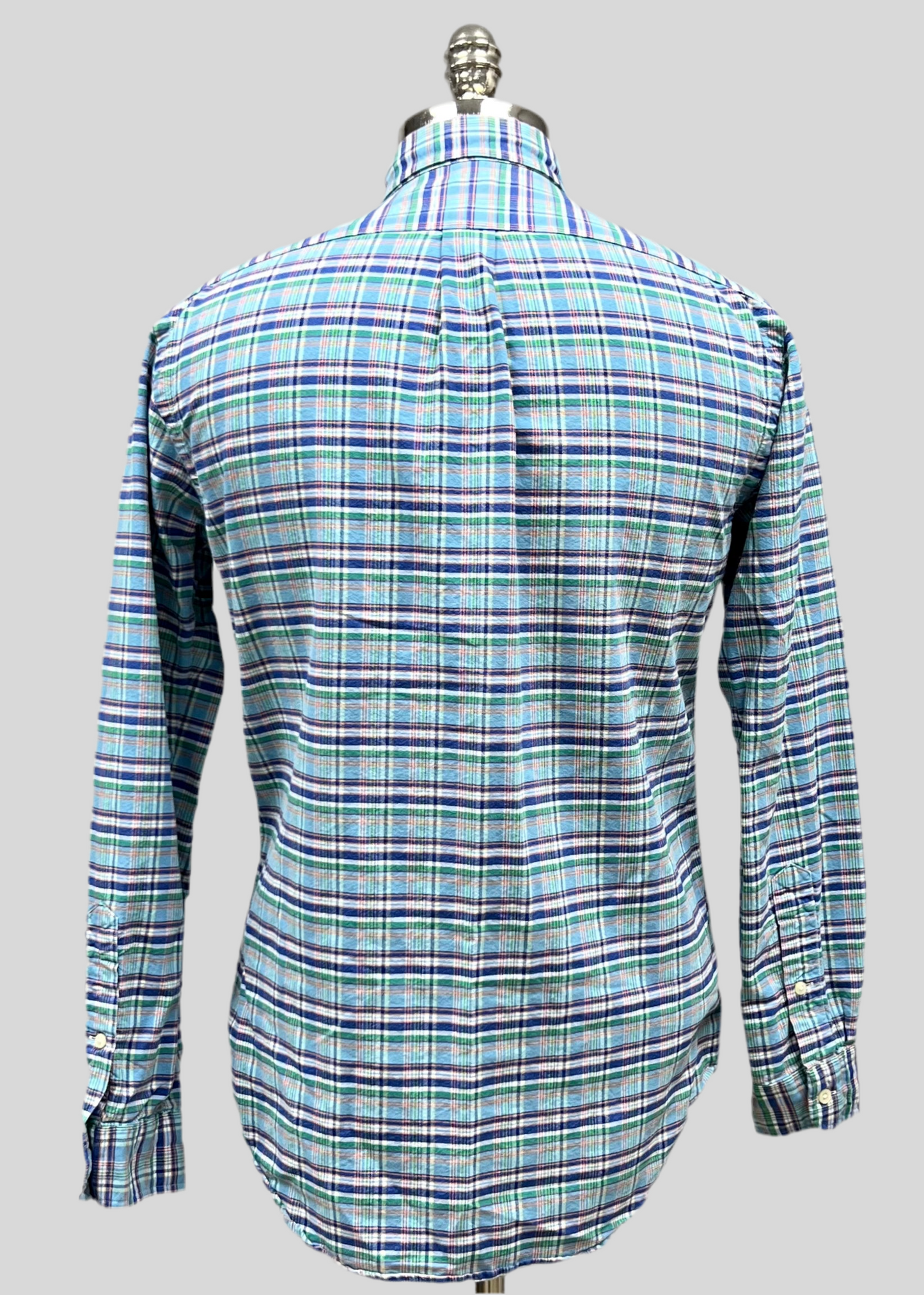 Camisa Polo Ralph Lauren 🏇🏼 Oxford de cuadros tartán en color celeste, azul y verde Talla L Entalle Regular