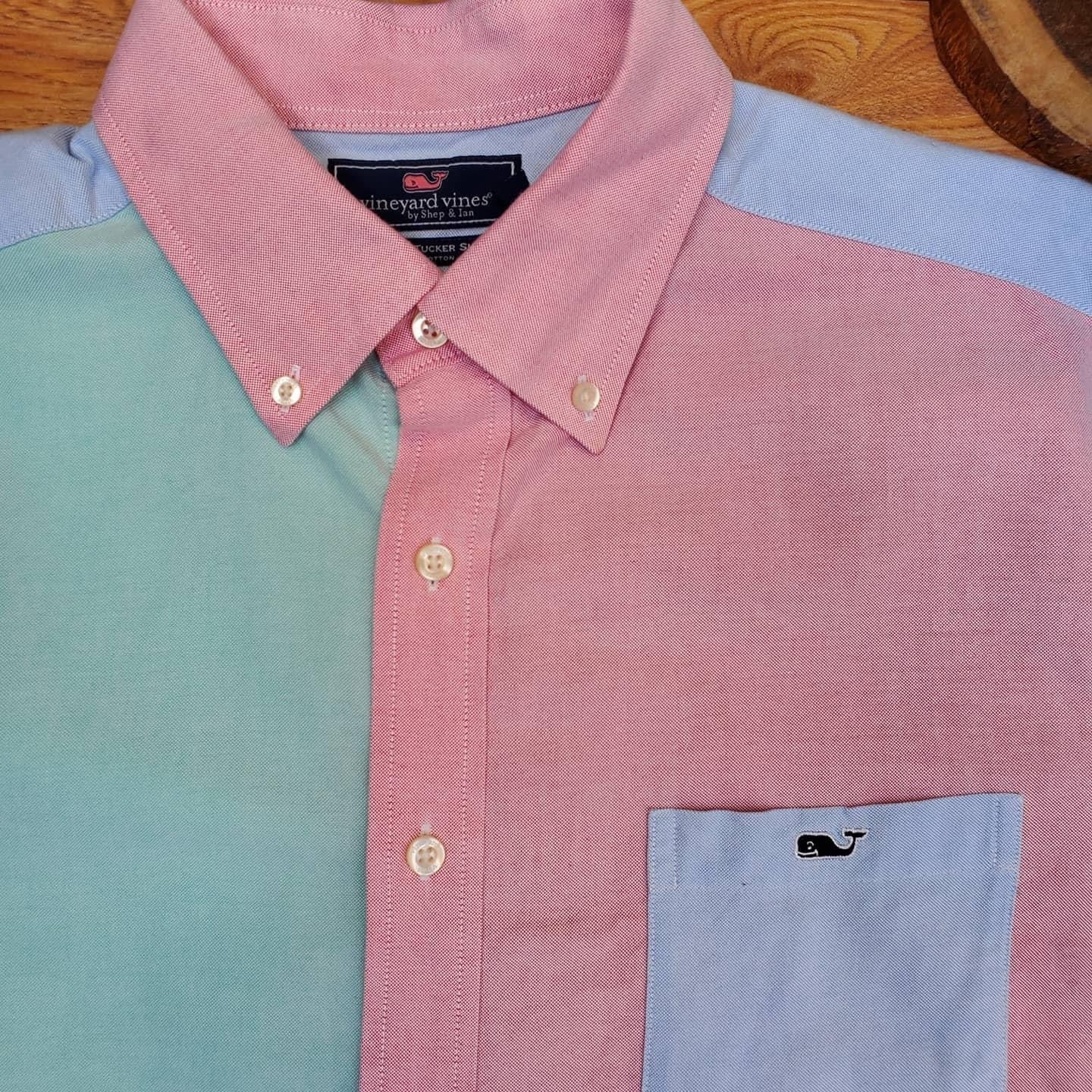 Camisa de botones Vineyard Vines 🐳 Oxford con franjas multicolor Talla M Entalle Slim Fit