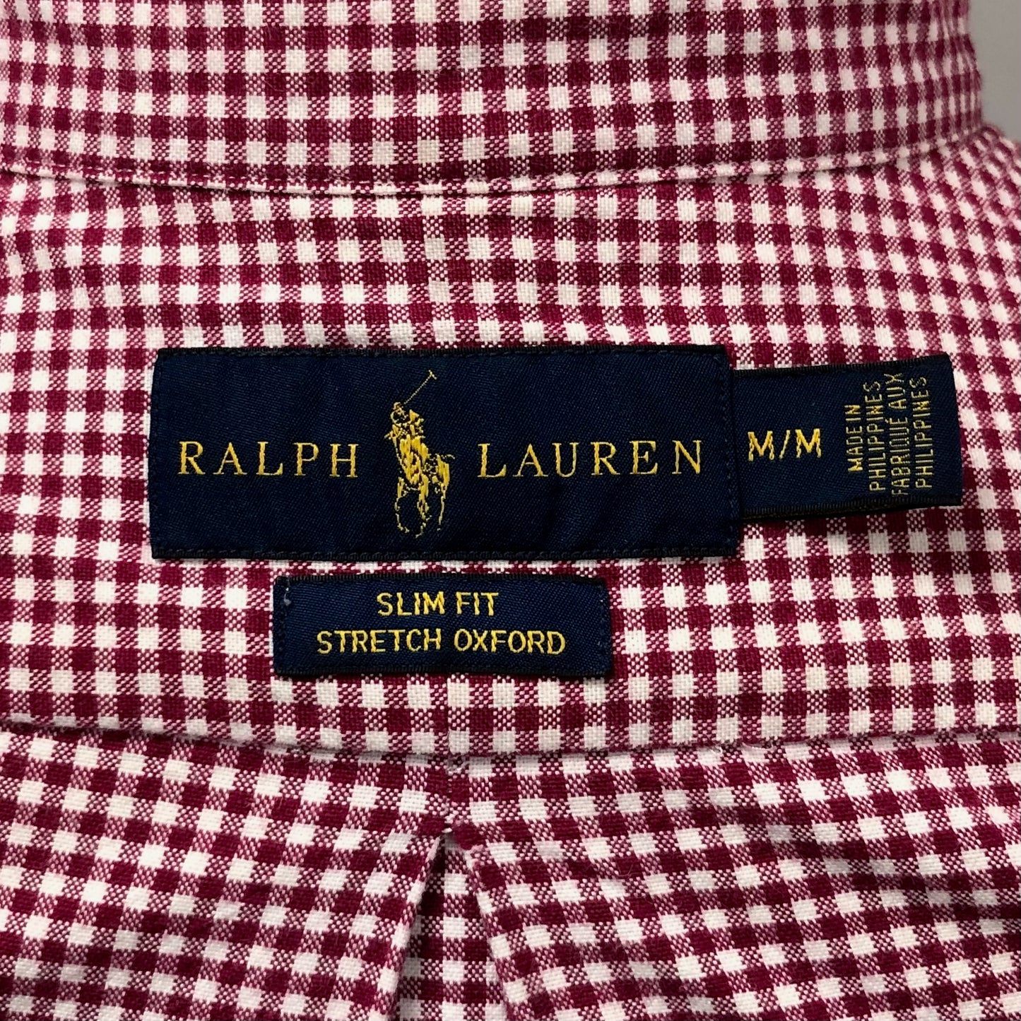 Camisa Polo Ralph Lauren 🏇🏼 Oxford con patron de cuadros gingham rojo y blanco Talla M Entalle Slim Fit