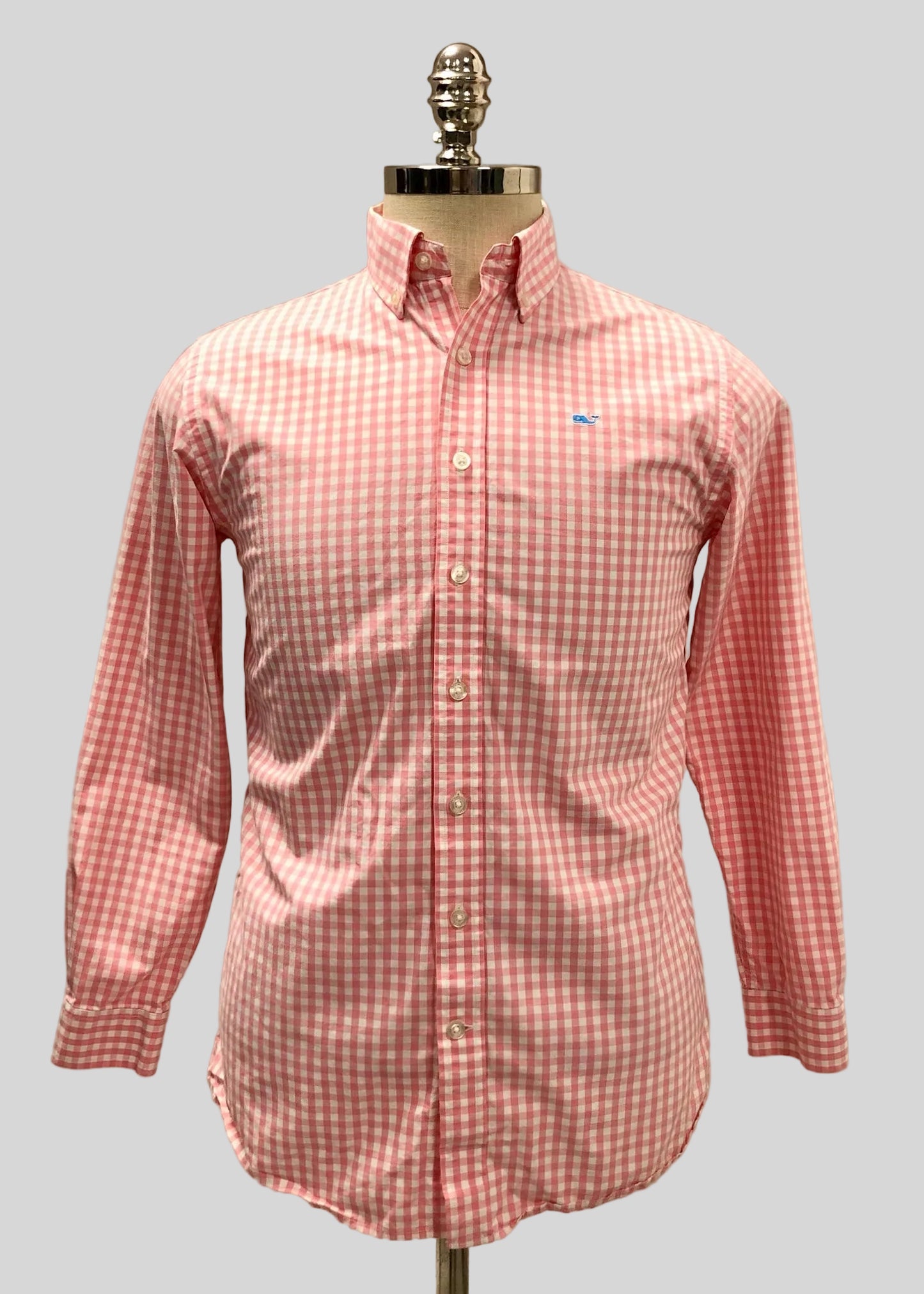 Camisa de niño Vineyard Vines 🐳 con patrón de cuadros en color rosado y blanco Talla L Entalle Regular