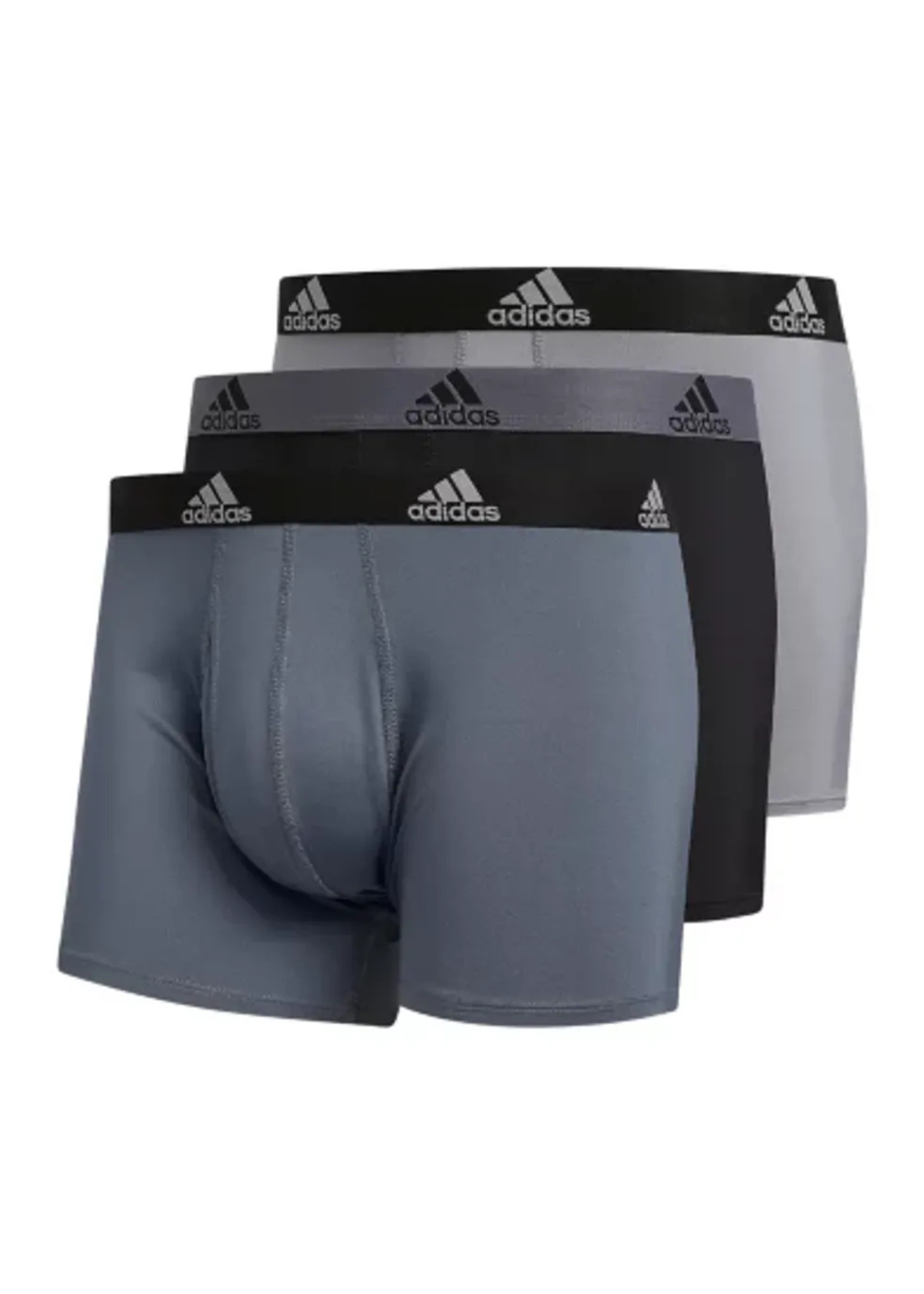 Combo de 3 Boxers Briefs Adidas Tela Performance color Negro y gris Talla XL