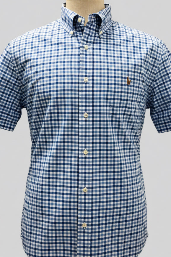 Camisa de botones Polo Ralph Lauren 🏇🏼 Oxford blanca de cuadros en color celeste y azul Talla XL Entalle Regular