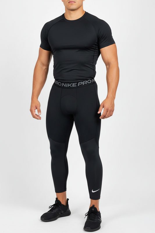 Malla de entrenamiento licra Nike ✔️ Pro Dri-FIT de 3/4 de largo para hombre en Color negro cintura gris Talla M
