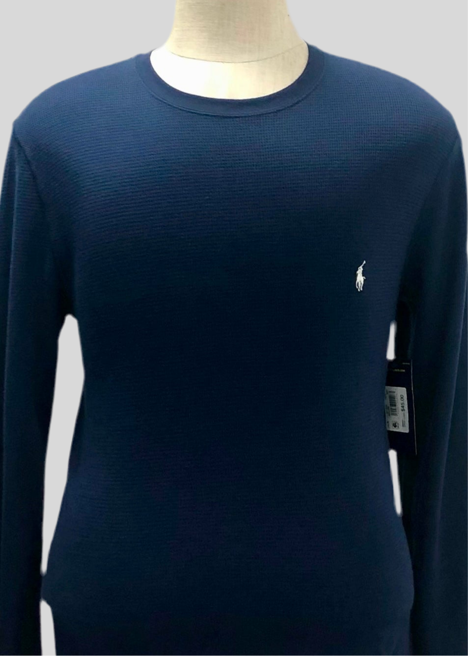 Camiseta cuello redondo Polo Ralph Lauren 🏇🏼 Waffle color azul navy manga larga Talla S