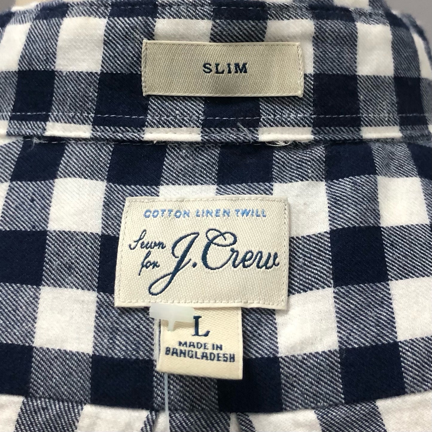 Camisa J.Crew 🇺🇸 con patrón de cuadros en color negro y blanco Talla L Entalle Slim Fit