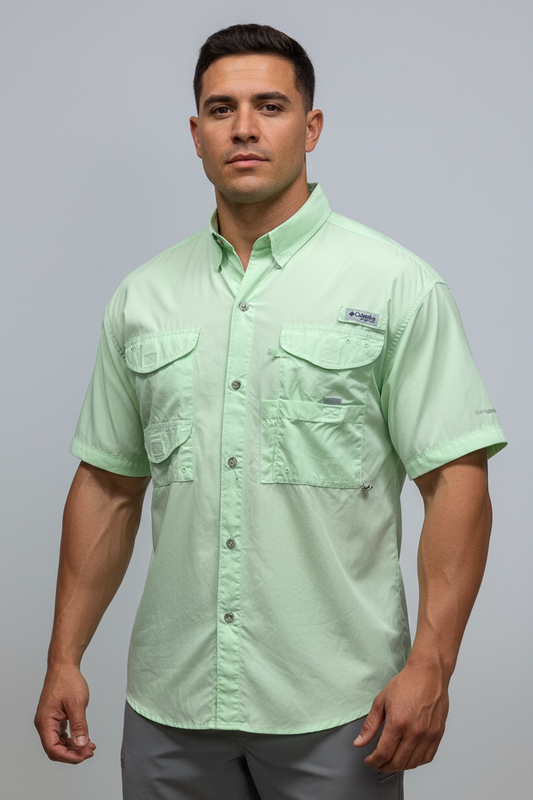 Camisa Columbia 🔹color vede claro con Omni Shade Manga corta Talla L