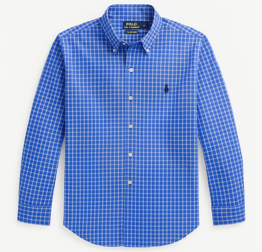 Camisa de botones Polo Ralph Lauren 🏇🏼 Color azul de cuadros en blanco Talla M Entalle Regular