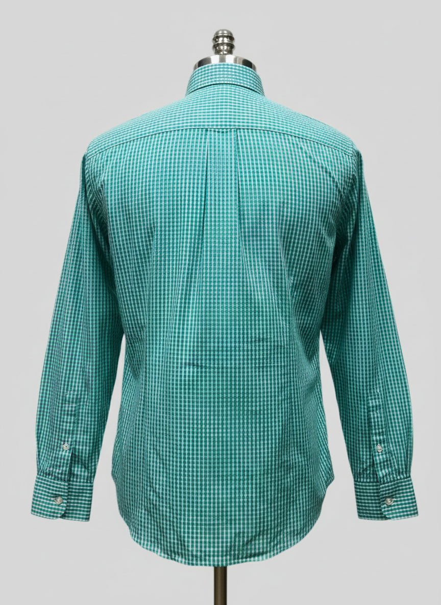Camisa Vineyard Vines 🐳 con patrón de cuadros gingham en color verde esmeralda y blanco Talla S Entalle Slim Fit