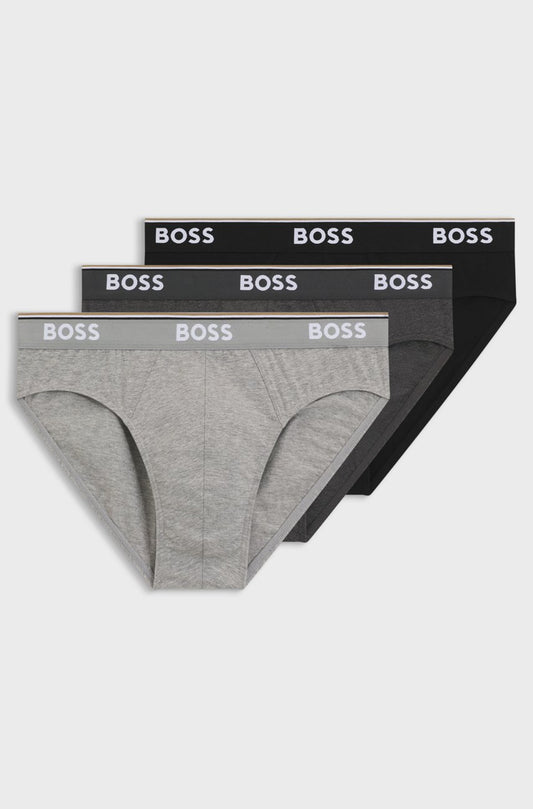 Paquete de 3 Calzoncillos a la cintura Hugo Boss 🇩🇪 - Tela algodon stretch en color negro y gris Talla S